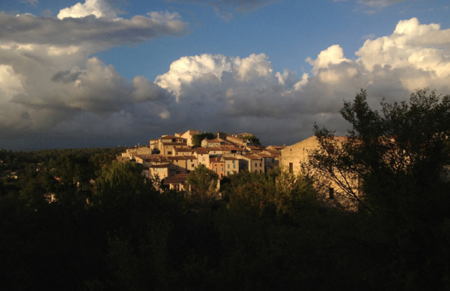 Seen from the road from Brignoles, Carcès awaits a coming storm.
